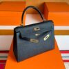 H Factory Bags Kelly Epsom Leather CK89 Black Gold Hardware 28cm Full Handmade