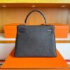 H Factory Bags Kelly Togo Leather Ebony Color Silver Hardware 28cm Full Handmade