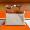H Factory Bags Herbag Box Leather & Canvas Golden Brown Gold Hardware 31cm Full Handmade
