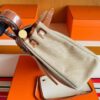 H Factory Bags Herbag Box Leather & Canvas Golden Brown Gold Hardware 31cm Full Handmade