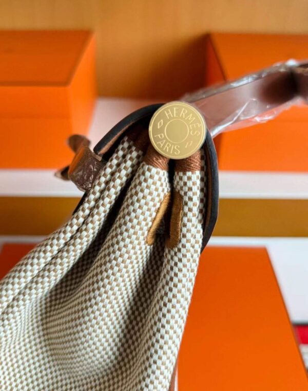 H Factory Bags Herbag Box Leather & Canvas Golden Brown Gold Hardware 31cm Full Handmade