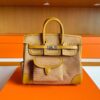 H Factory Bags Birkin Cargo Swift Leather & Canvas Sesame Yellow Silver Hardware 25cm Full Handmade