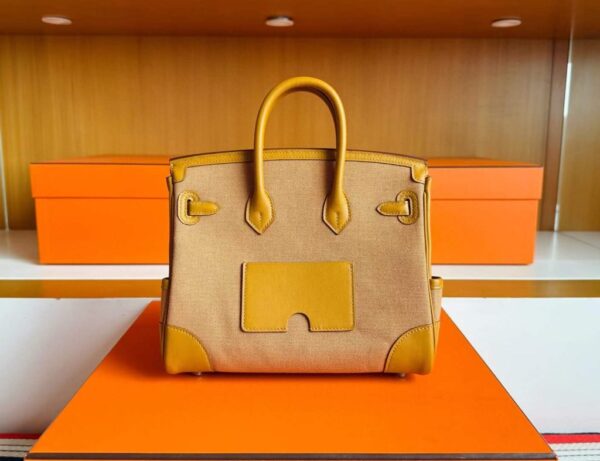 H Factory Bags Birkin Cargo Swift Leather & Canvas Sesame Yellow Silver Hardware 25cm Full Handmade