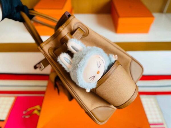 H Factory Bags Birkin Cargo Swift Leather & Canvas Golden Brown Silver Hardware 35cm Full Handmade