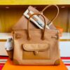 H Factory Bags Birkin Cargo Swift Leather & Canvas Golden Brown Silver Hardware 35cm Full Handmade