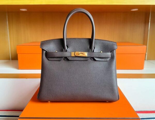 H Factory Bags Birkin Togo Leather Chocolate Gold Hardware 30cm Full Handmade