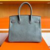 H Factory Bags Birkin Chever Leather Grey & Red Gold Hardware 30cm Full Handmade