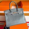 H Factory Bags Birkin Chever Leather Grey & Red Gold Hardware 30cm Full Handmade