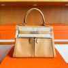 H Factory Bags Kelly Lakis Swift Leather Tea Kahki Silver Hardware 28cm Full Handmade