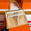 H Factory Bags Kelly Lakis Swift Leather Tea Kahki Silver Hardware 28cm Full Handmade