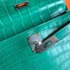 H Factory Bags Kelly Matte Porosus Crocodile Bamboo Green Silver Hardware 28cm Full Handmade