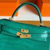 H Factory Bags Kelly Matte Porosus Crocodile Bamboo Green Gold Hardware 28cm Full Handmade