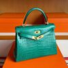 H Factory Bags Kelly Matte Porosus Crocodile Bamboo Green Gold Hardware 28cm Full Handmade