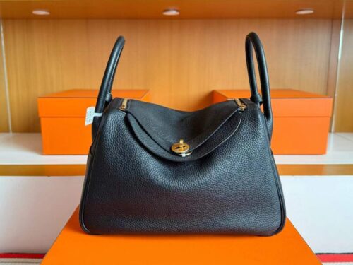H Factory Bags Lindy TC Leather CK89 Black Gold Hardware 30cm Full Handmade