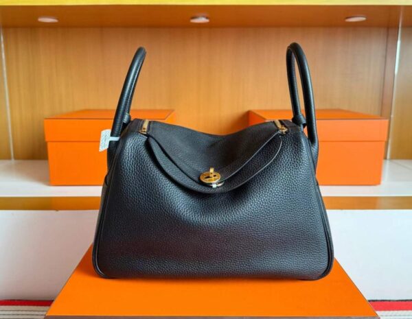 H Factory Bags Lindy TC Leather CK89 Black Gold Hardware 30cm Full Handmade