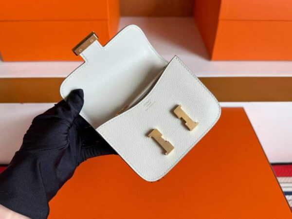 H Factory Bags Constance Slim Evercolor Leather Cream White Gold Hardware 12.5cm Full Handmade