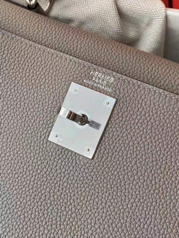 H Factory Bags Kelly Togo Leather M8 Medium Grey Silver Hardware 28cm Full Handmade