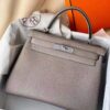 H Factory Bags Kelly Togo Leather M8 Medium Grey Silver Hardware 28cm Full Handmade