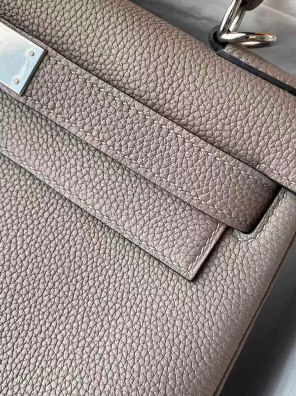 H Factory Bags Kelly Togo Leather M8 Medium Grey Silver Hardware 28cm Full Handmade