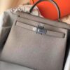 H Factory Bags Kelly Togo Leather M8 Medium Grey Silver Hardware 28cm Full Handmade