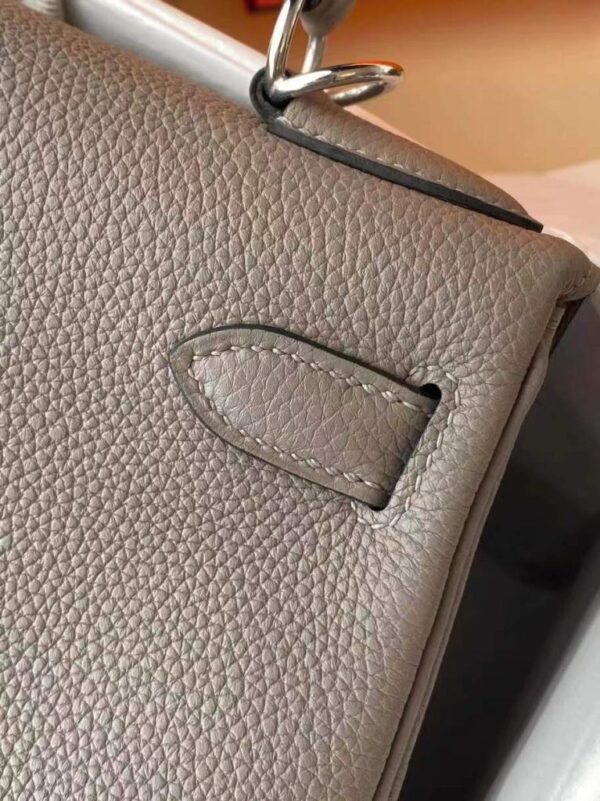 H Factory Bags Kelly Togo Leather M8 Medium Grey Silver Hardware 28cm Full Handmade