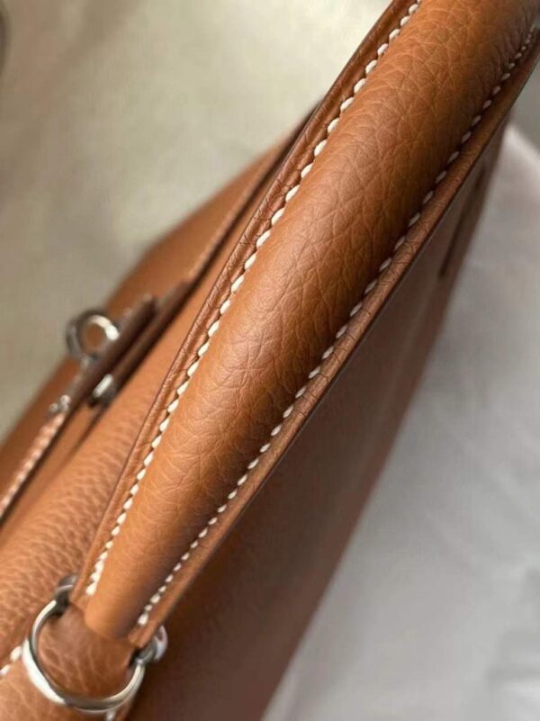 H Factory Bags Kelly Togo Leather CK37 Gold Brown Silver Hardware 25cm Full Handmade