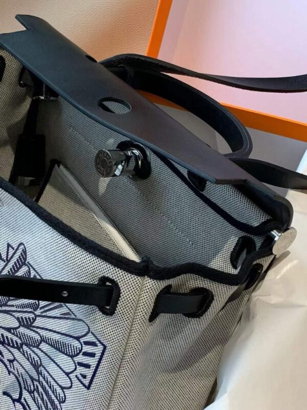 2026-01-05_143922_012-768x1024-1 H Factory Bags Herbag Canvas & Hunter Leather Horse Drawing Black Silver Hardware 31cm Full Handmade