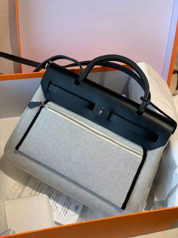 2026-01-05_143929_693-768x1024-1 H Factory Bags Herbag Canvas & Hunter Leather Horse Drawing Black Silver Hardware 31cm Full Handmade