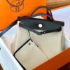 H Factory Bags Herbag Canvas & Hunter Leather Rice White & Black Silver Hardware 31cm Full Handmade