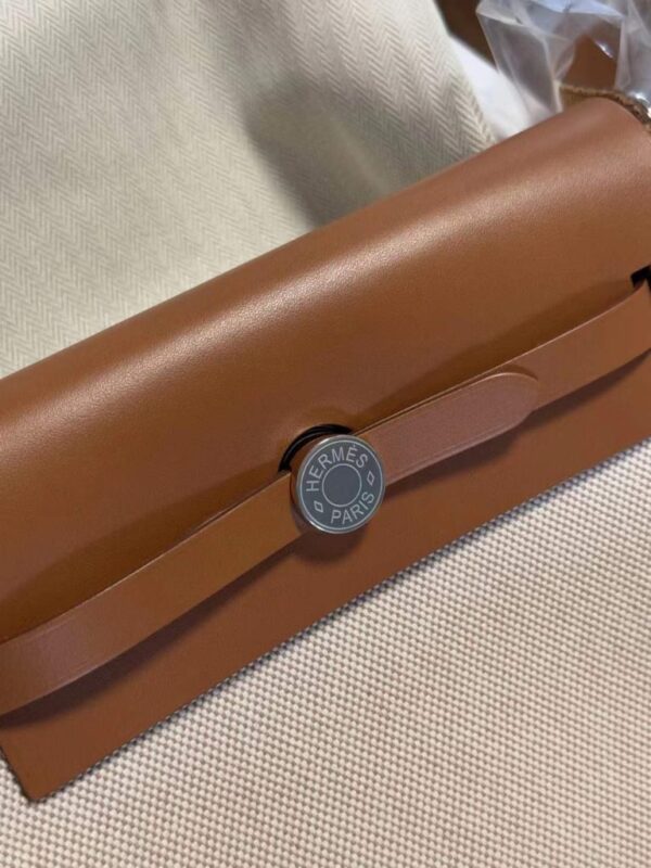 H Factory Bags Mini Herbag Canvas & Hunter Leather Gold Brown Silver Hardware 20cm Full Handmade