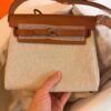 H Factory Bags Mini Herbag Canvas & Hunter Leather Rice White & Tea Brown Gold Hardware 20cm Full Handmade