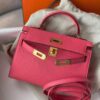 H Factory Bags Mini Kelly Chever Leather Peach Pink Gold Hardware 19cm Full Handmade