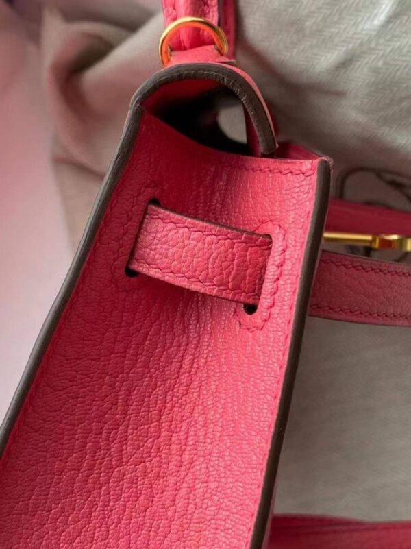 H Factory Bags Mini Kelly Chever Leather Peach Pink Gold Hardware 19cm Full Handmade