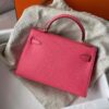 H Factory Bags Mini Kelly Chever Leather Peach Pink Gold Hardware 19cm Full Handmade