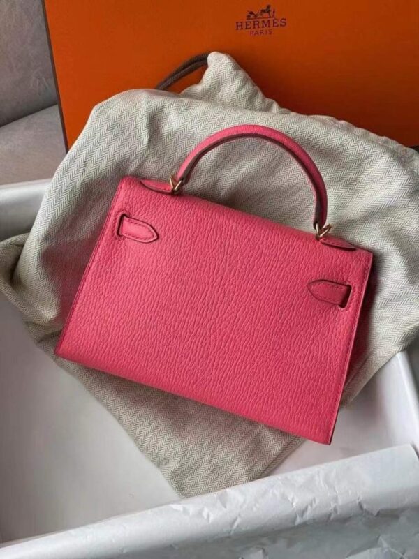 H Factory Bags Mini Kelly Chever Leather Peach Pink Gold Hardware 19cm Full Handmade