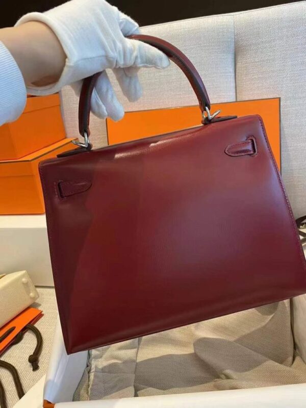 2026-01-05_144536_396-768x1024-1 H Factory Bags Kelly Box Leather CK55 Bordeaux Red Silver Hardware 25cm Full Handmade