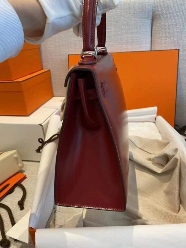2026-01-05_144538_653-768x1024-1 H Factory Bags Kelly Box Leather CK55 Bordeaux Red Silver Hardware 25cm Full Handmade