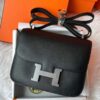 H Factory Bags Constance Epsom Leather CK89 Black Silver Hardware 18cm Full Handmade