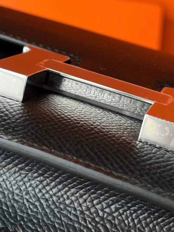 H Factory Bags Constance Epsom Leather CK89 Black Silver Hardware 18cm Full Handmade