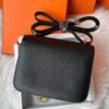 H Factory Bags Constance Epsom Leather CK89 Black Silver Hardware 18cm Full Handmade
