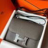 H Factory Bags Constance Epsom Leather Deep Grey Silver Hardware 18cm Full Handmade