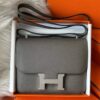 H Factory Bags Constance Epsom Leather Deep Grey Silver Hardware 18cm Full Handmade