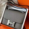 H Factory Bags Constance Epsom Leather Deep Grey Silver Hardware 18cm Full Handmade