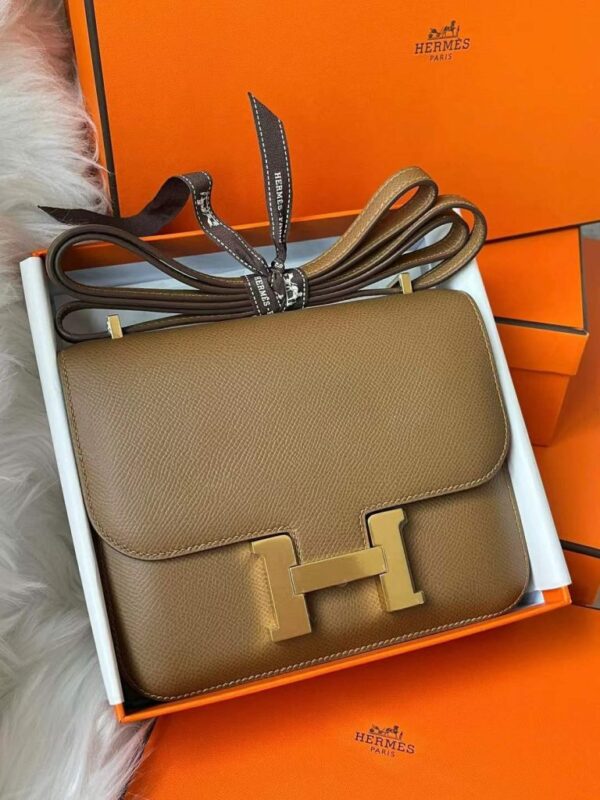 H Factory Bags Constance Epsom Leather Chestnut Brwon Gold Hardware 18cm Full Handmade