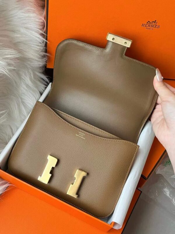 H Factory Bags Constance Epsom Leather Chestnut Brwon Gold Hardware 18cm Full Handmade