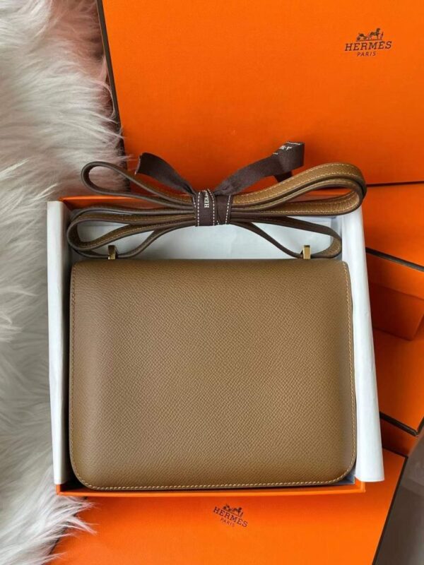 H Factory Bags Constance Epsom Leather Chestnut Brwon Gold Hardware 18cm Full Handmade