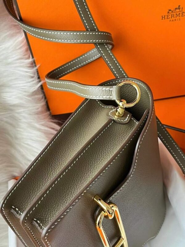 H Factory Bags Roulis Evercolor Leather Etoupe Grey Gold Hardware 18cm Full Handmade