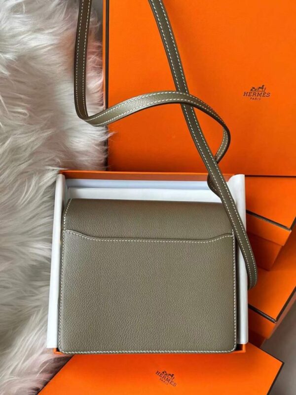 H Factory Bags Roulis Evercolor Leather Etoupe Grey Gold Hardware 18cm Full Handmade