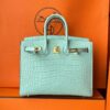 H Factory Bags Birkin Matte Alligator Crocodile 6u Mint Green Gold Hardware 20cm Full Handmade