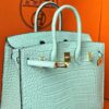 H Factory Bags Birkin Matte Alligator Crocodile 6u Mint Green Gold Hardware 20cm Full Handmade